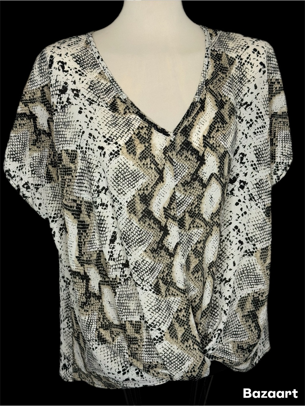 Women’s Snake-Print V-Neck Top - Neutral EESome xl knot front